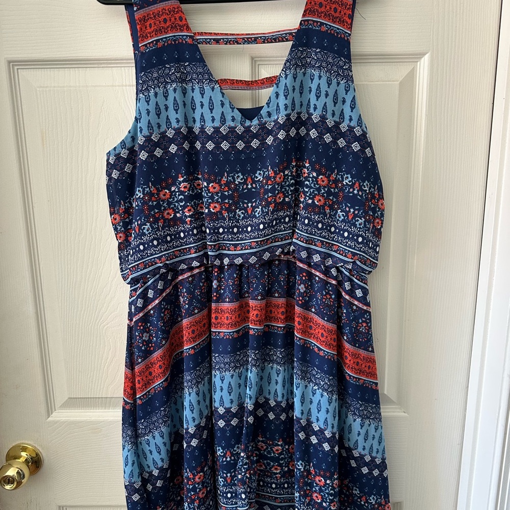 Target - Xhilaration - Sleeveless Navy & Red Patterned Summer Dress